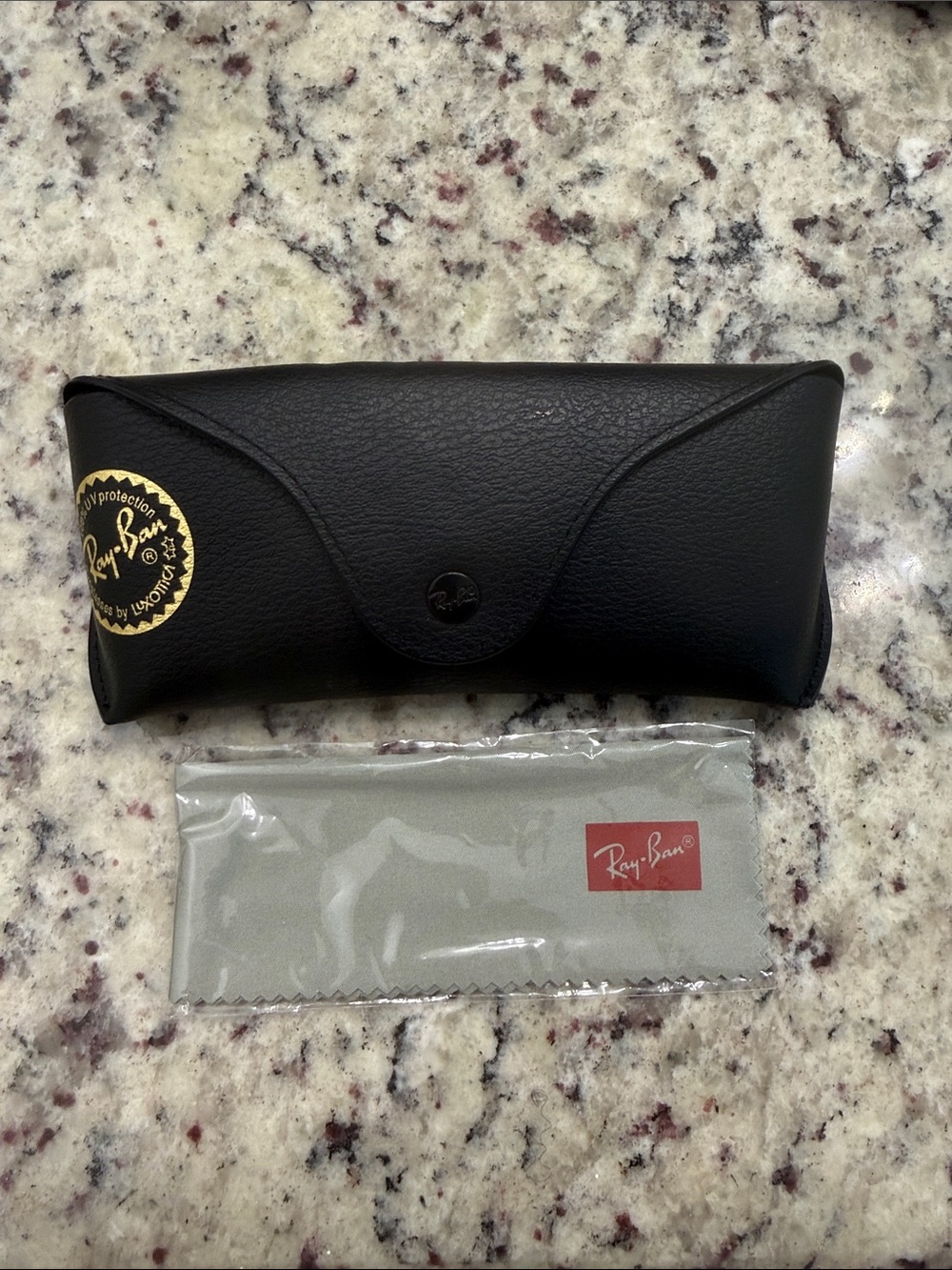 Ray-Ban Black Sunglass Case with Gray Cleaning Cloth
